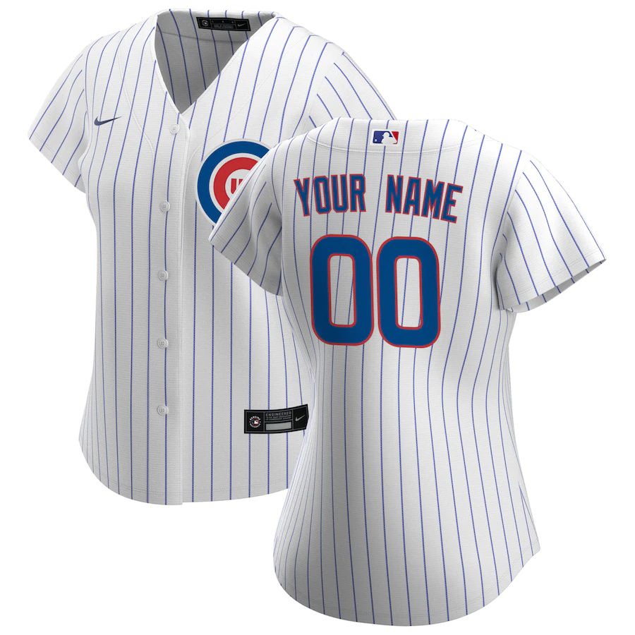 Womens Chicago Cubs Nike White Home Replica Custom MLB Jerseys